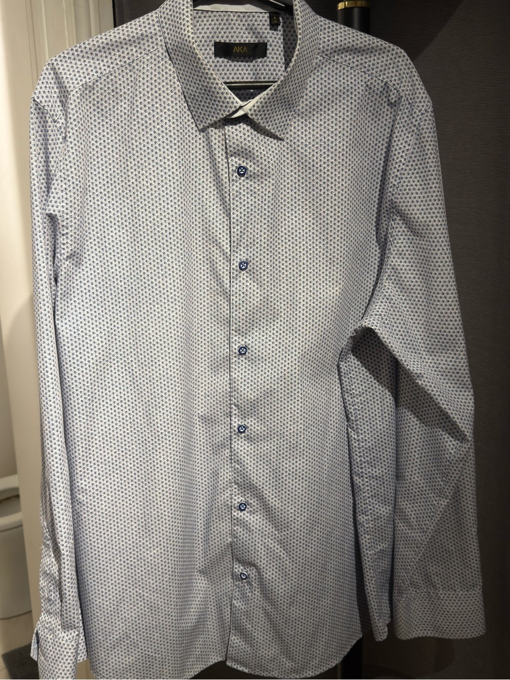 AKA Men’s Blue Micro-Pattern Dress Shirt